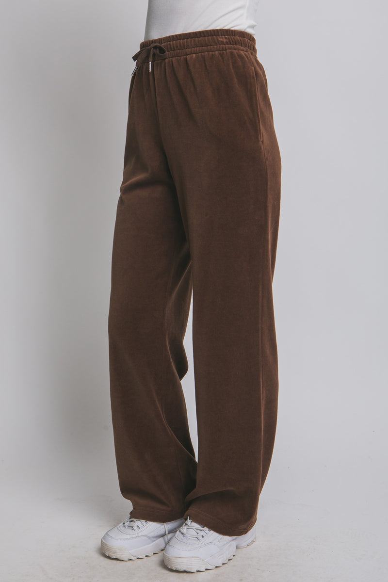 Elastic Waist Velour Sweatpants
