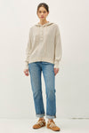 Chunky Knit Henley Hoodie Sweater