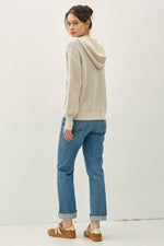 Chunky Knit Henley Hoodie Sweater