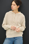 Chunky Knit Henley Hoodie Sweater
