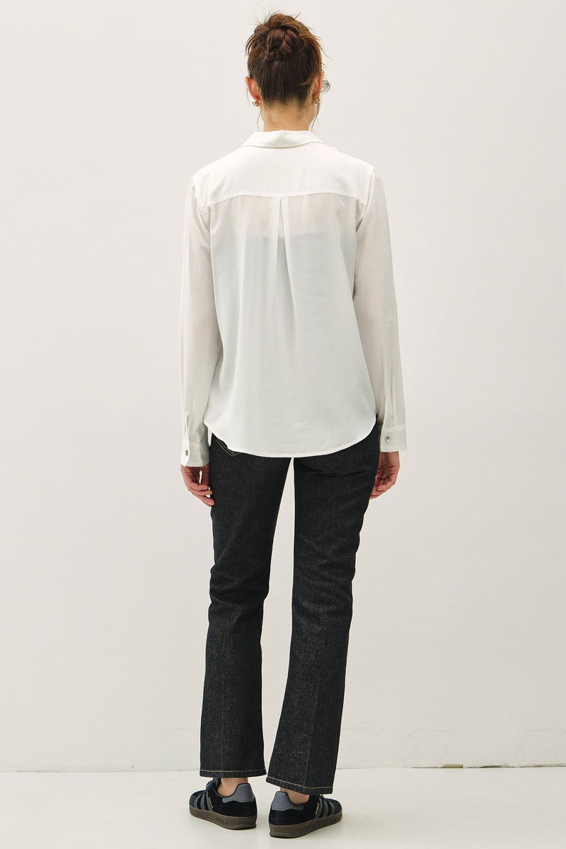 Classic Cut Button Up Long Sleeve Top