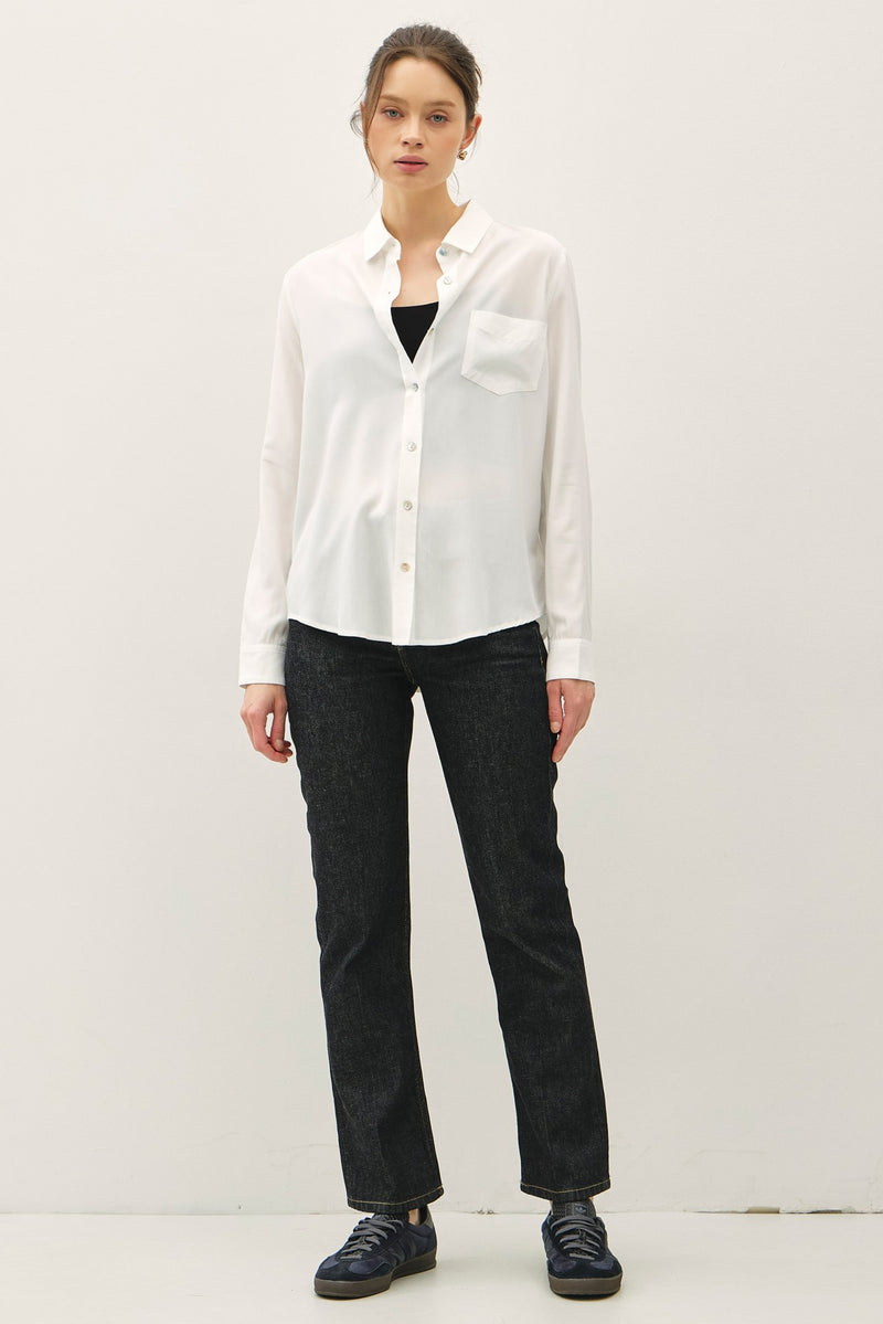 Classic Cut Button Up Long Sleeve Top