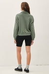 Acid Wash Collared Henley Pullover Sweatshirt