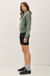 Acid Wash Collared Henley Pullover Sweatshirt