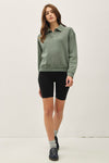 Acid Wash Collared Henley Pullover Sweatshirt