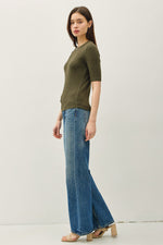 Modal Classic Ribbed Crewneck Short Sleeve Top