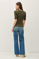Modal Classic Ribbed Crewneck Short Sleeve Top
