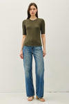 Modal Classic Ribbed Crewneck Short Sleeve Top