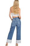 Zenana High Rise Cuffed Wide Leg Jean