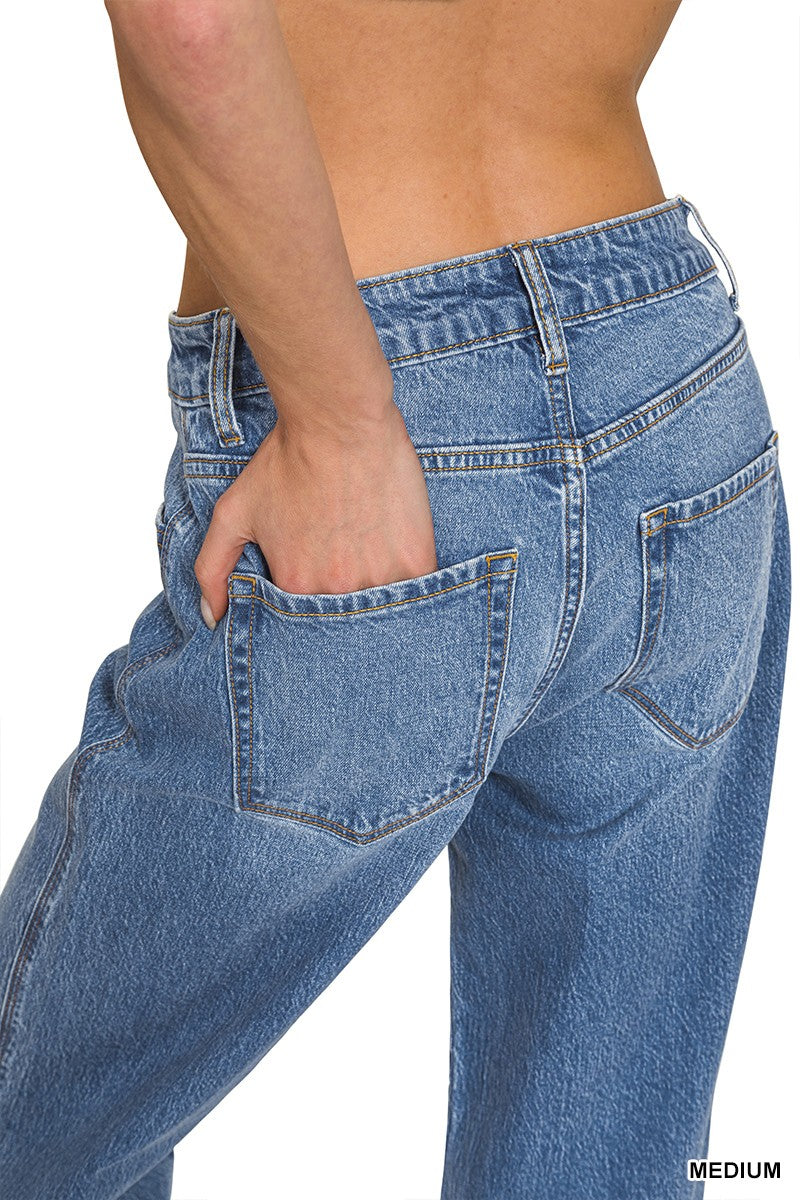 Zenana High Rise Cuffed Wide Leg Jean