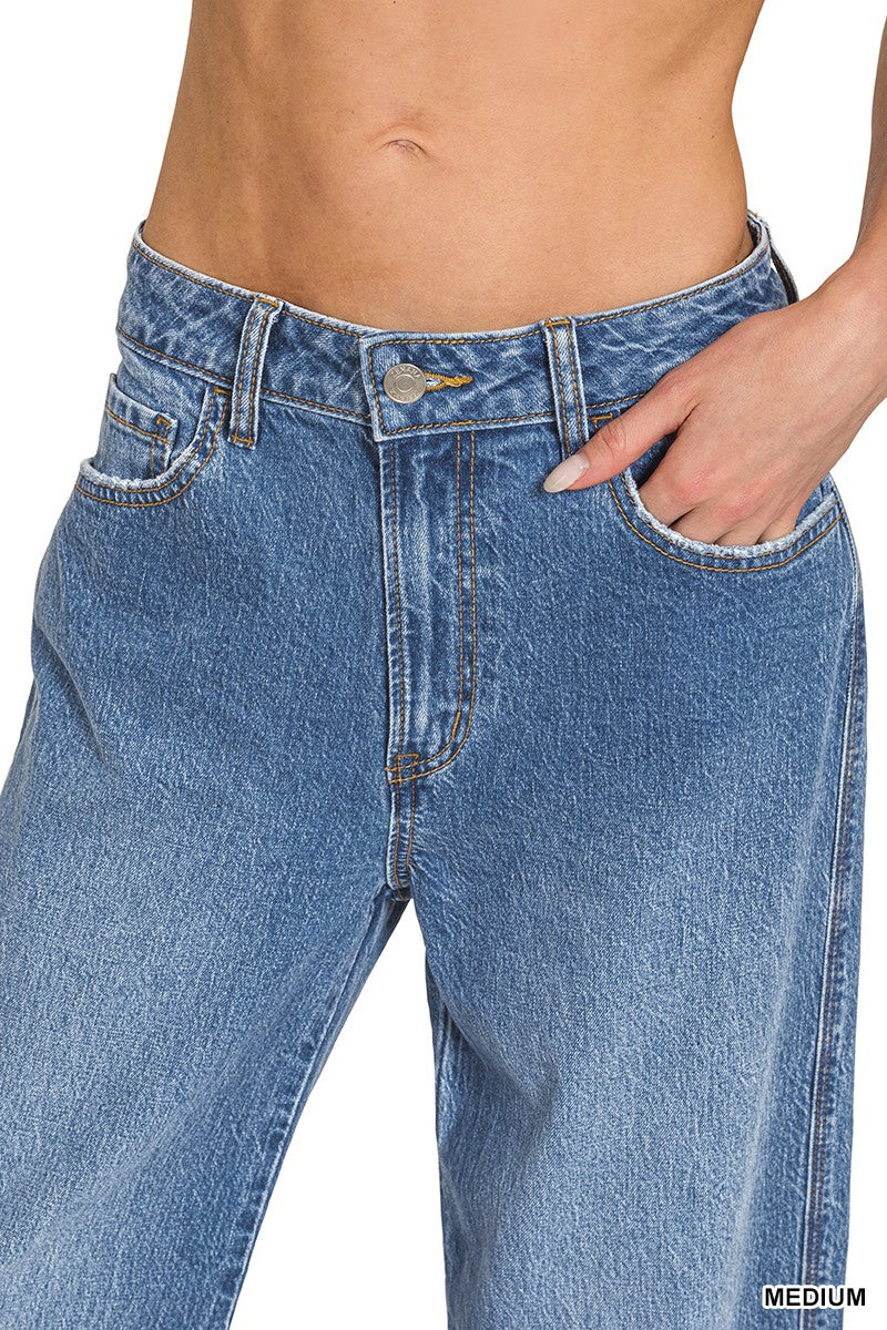 Zenana High Rise Cuffed Wide Leg Jean