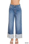 Zenana High Rise Cuffed Wide Leg Jean