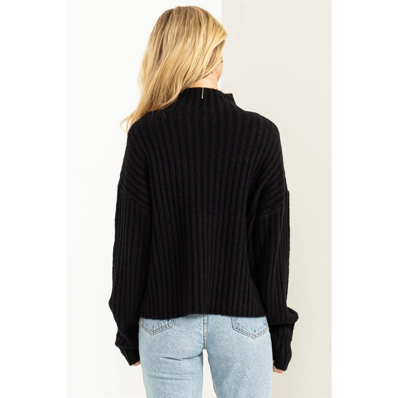 Snuggle In Ribbed High Neck Sweater