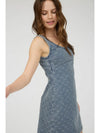 Bow Pattern Sleeveless Denim Mini Dress