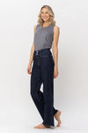 Judy Blue High Waist Rinse Wash Geometric Embroidery Wide Leg Jean
