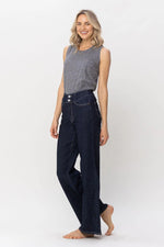 Judy Blue High Waist Rinse Wash Geometric Embroidery Wide Leg Jean