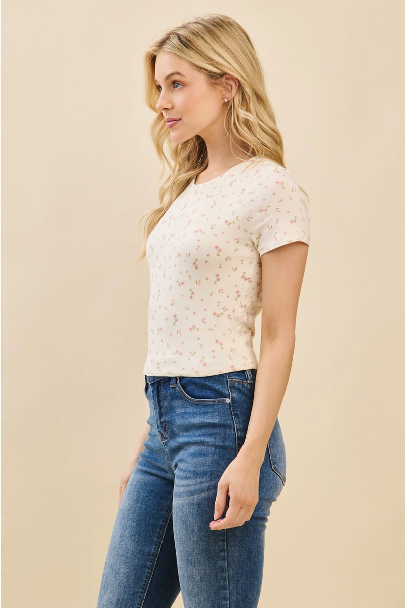 Printed Crewneck Double Layered Top