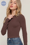 Long Sleeve Crew Neck Rib Seamless Top