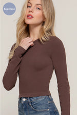 Long Sleeve Crew Neck Rib Seamless Top