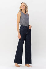 Judy Blue High Waist Rinse Wash Geometric Embroidery Wide Leg Jean