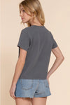 Short Sleeve Garment Dye Knit Top