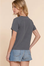 Short Sleeve Garment Dye Knit Top