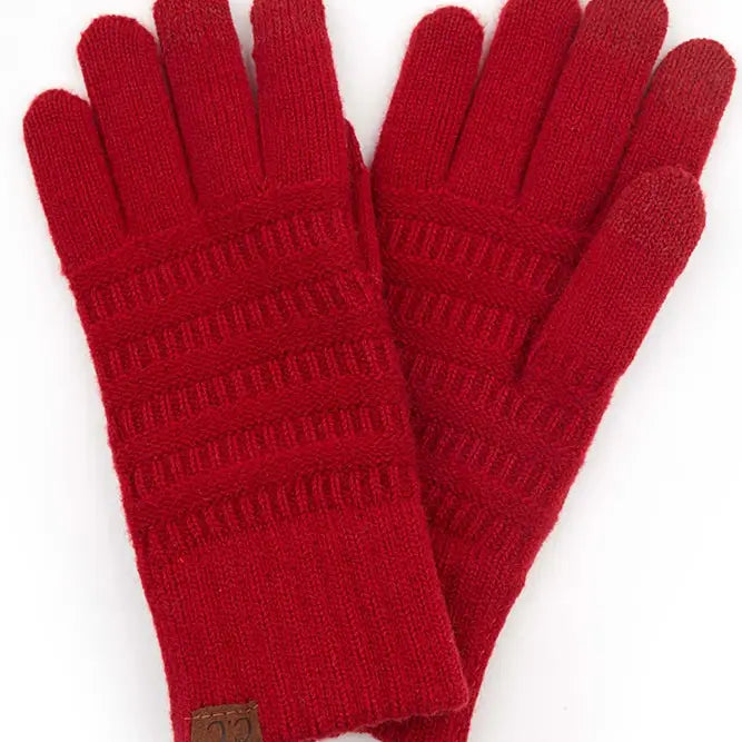 C.C Solid Ribbed Knit Glove