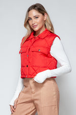 Snap Down Quilted Crop Vest