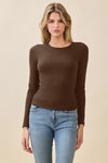 Long Sleeve Crew Neck Front Double Layered Top