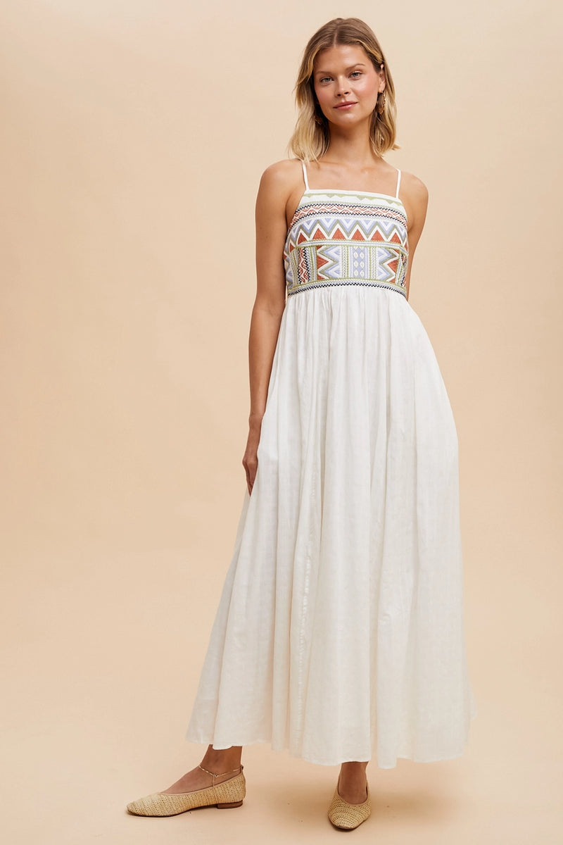 Embroidered Cotton Maxi Dress