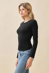 Long Sleeve Crew Neck Front Double Layered Top