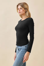Long Sleeve Crew Neck Front Double Layered Top