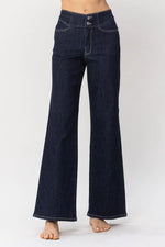 Judy Blue High Waist Rinse Wash Geometric Embroidery Wide Leg Jean