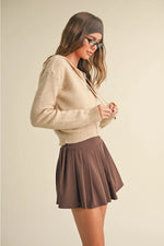 Zip Up Knit Sweater Hoodie