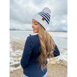 Knit Pom Striped C.C Beanie