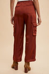 Annie Wear Wide Leg Cargo Satin Pants