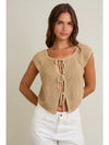 Front Tie Sleeveless Sweater Cardigan
