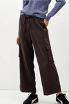 Tencel High Rise Drawstring Wide Leg Cargo Pants