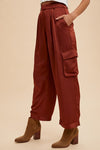 Annie Wear Wide Leg Cargo Satin Pants