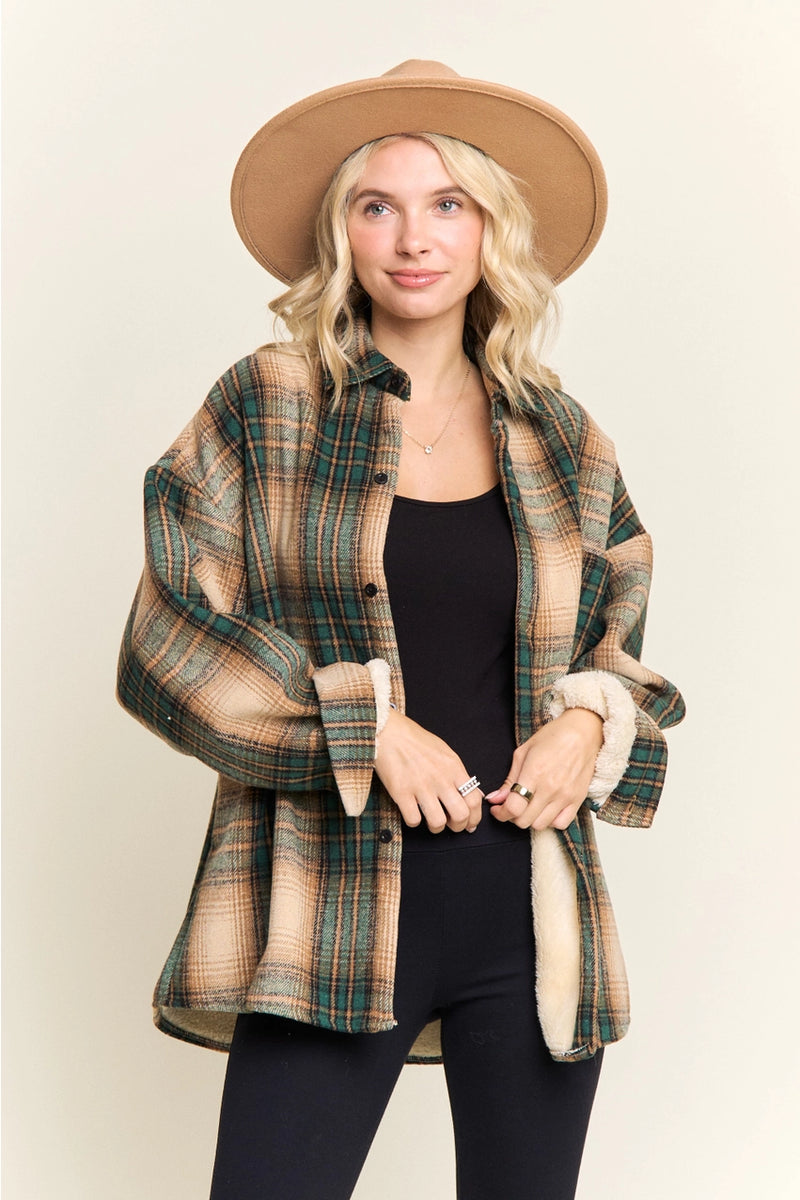Sherpa-Lined Button Down Shacket