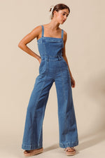 Raw Edge Washed Denim Jumpsuit
