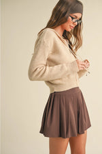 Zip Up Knit Sweater Hoodie