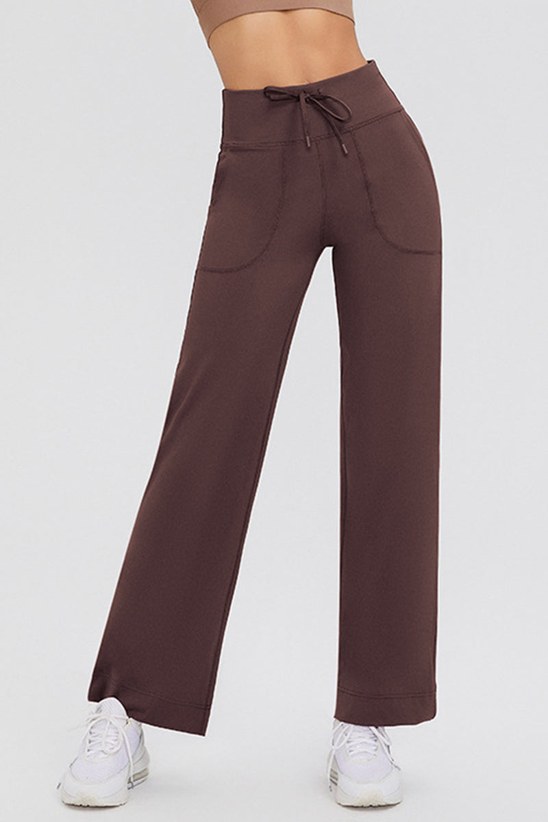 Full Size Drawstring High Waist Pants with Pockets