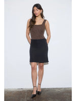 Leopard Square Neck Sleeveless Knit Bodysuit
