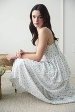 Floral Sleeveless Corset Ruffle Tiered Midi Dress