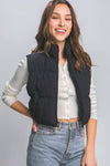 Zip Up Turtleneck Cropped Vest Coat