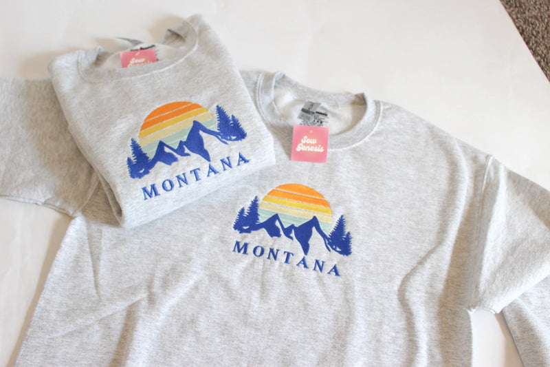 Montana Sunset Embroidered Crewneck