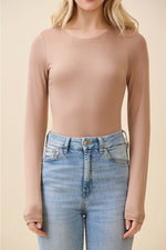 Crew Neck Double Layered Long Sleeve Bodysuit