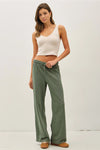 Acid Wash Wide Leg Cotton Fleece Pants