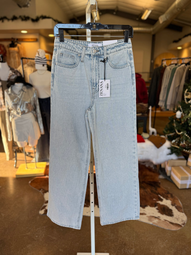 High Waist Wide Leg Straight Jeans